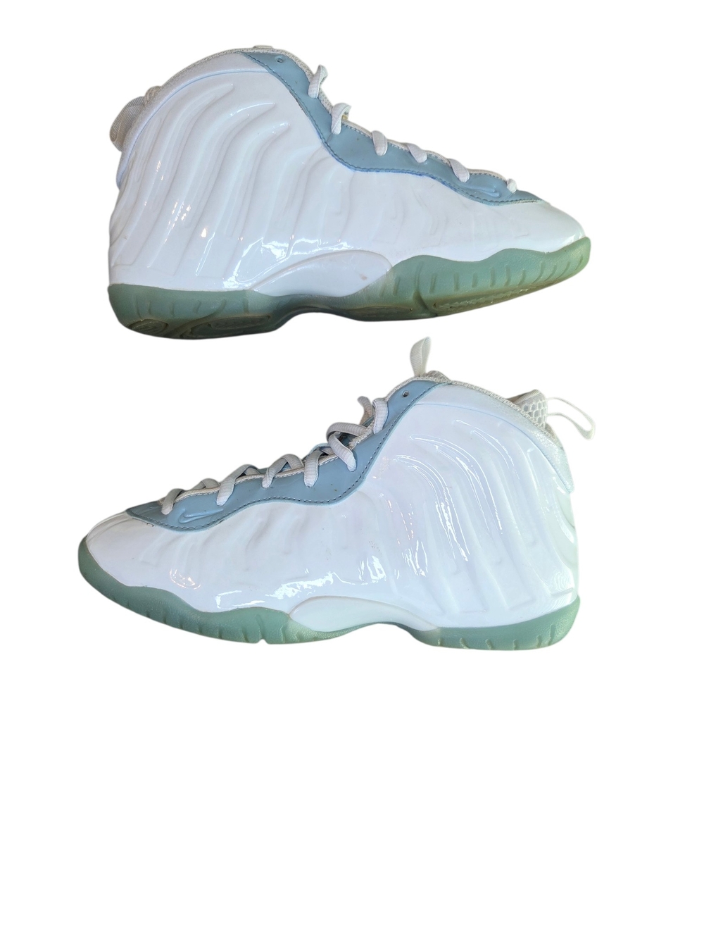 Nike Foamposite Light Blue and White High-Top Sneakers - Picture 3 of 13